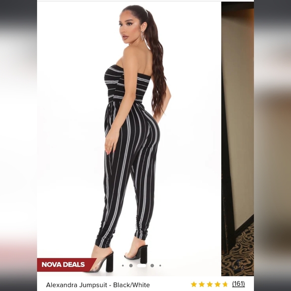 Fashion Nova Black and White Striped Alexandria Jumpsuit M - Picture 2 of 8